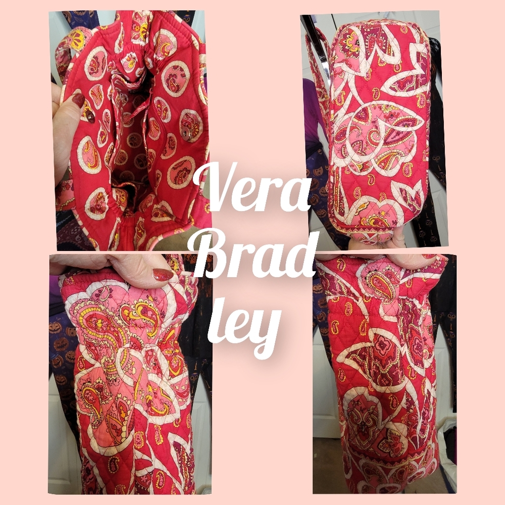 #218 Vera Bradley- Retired Red Paisley Pattern Shoulder Bag - Picture 2 of 5